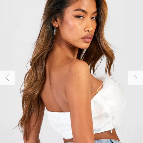 Boohoo Feather Bandeau Crop Top size 12 Large - Picture 8 of 15